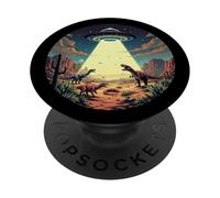 Platillo Volador Alien Lover, abducción de ovnis, Dinosaurio PopSockets PopGrip Adhesivo