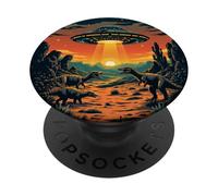 Platillo Volador Alien Lover, abducción de ovnis, Dinosaurio PopSockets PopGrip Adhesivo