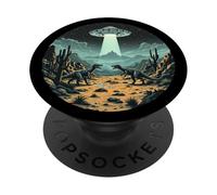 Platillo Volador Alien Lover, abducción de ovnis, Dinosaurio PopSockets PopGrip Adhesivo