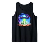 Platillo Volador Retro de ovnis, abducción alienígena, reunión de Ciencia ficción Camiseta sin Mangas