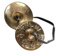 Platillos de Mano Dorados de Cobre, Estilo Vintage para Adultos | Instrumento Ritual Patrones Auspiciosos, Tacto Cómodo, Uso en Meditación y Músicas Étnicas