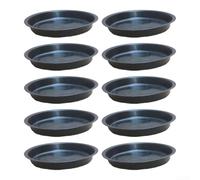 Platillos para macetas negros, paquete de 10 bandejas de goteo de plástico para jardinería interior, tapetes decorativos con diseño de drenaje, platillos de repuesto para varios tamaños de macetas (A)