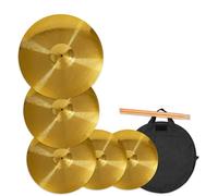 Platillos Profesionales Kit De Batería Dorada De 5 Uds., Paquete De Platillos Para Instrumentos De Percusión, Platillos De 14''/16''/18''/20'' Con Bolsa