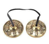 Platillos Tibetanos Tingsha, Campanas de Latón para Meditación, Accesorio de Meditación Hecho a Mano para Curación Espiritual, Atención Plena, Yoga, (Patrones auspiciosos)