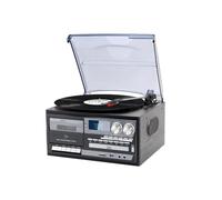Platino Vinilo Bluetooth 5.0 - Tocadiscos Multifunción 10W RMS, CD, Cassette, FM, Grabación USB/SD - Negro