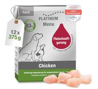 PLATINUM - Alimento para perros Menu Adult Chicken de carne - 12 x 375 g Alimento para perros rico en nutrientes como el barf - especialmente sabroso para perros pequeños y grandes - Sin BPA, probado