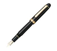 PLATINUM Pluma estilográfica japonesa #3776 Century Gold Trim Black en negro F/Negro/0,28-0,34 mm/Hecho a mano/Pluma de oro de 14 quilates/con caja de regalo/pluma estilográfica