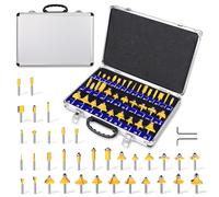 Platinumedge Juego de brocas de enrutador, juego de brocas de carburo de tungsteno de vástago de 1/4, kit de brocas de enrutador para bricolaje, proyecto de carpintería, juego de 35 piezas con funda