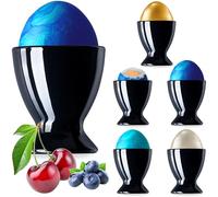 PLATINUX Juego de 6 hueveras de cristal, color negro, soporte para huevos, desayuno, brunch, huevos, copas de licor, máx. 35 ml