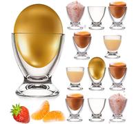PLATINUX Juego de hueveras de cristal de 12 piezas Portahuevos para desayunos, brunch Egg Cup