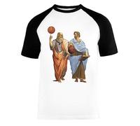 Plato and Aristotle Unisex Camiseta De Béisbol Mangas Cortas Hombre Mujer Blanca Negra