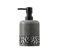 Plato Bomba de líquido con Almohadilla Protectora Silicona Antideslizante Decorativa dispensadora jabón Artículos de baño(Gray Leaf Relief)