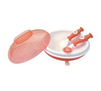 Plato calentador dBb Remond con tapa y cubiertos, color coral.