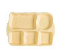 Plato cerámico dividido, plato rectangular amarillo de 5 compartimentos, Control preciso de las porciones, nutrición equilibrada, Apto para horno y microondas, Adecuado para todas las ocasiones