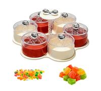 Plato con compartimento giratorio: plato de almacenamiento de alimentos dividido con tapa transparente, bandeja organizadora de refrigerios giratoria, soporte para dulces de frutas secas de varias sec