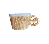 Plato creativo de cerámica para tartas de galletas con personalidad fresca y exquisita, taza de mango hueco marrón 417