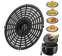 Plato Crujiente, Estante Vaporizador, Cesta Freidora de Aire, Sartén de Repuesto Freidoras de Aire con Revestimiento Antiadherente para Cocinar Parrilla, Carne, Verduras, Negro, Redondo