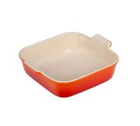 Plato cuadrado Heritage de cer mica de gres Le Creuset de 3 cuartos (9""), color llama