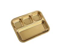 Plato de acero inoxidable 304 para barbacoa coreano, exquisita personalidad, práctico, placa de 4 cuerpos [dorado]