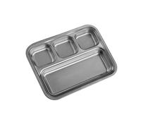 Plato de acero inoxidable 304 para barbacoa coreano, exquisita personalidad, práctico, placa de 4 cuerpos [plateado]
