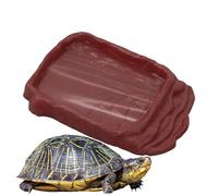 Plato de Agua para Reptiles, 23,5 cm, ABS, marrón Rojizo, Cuenco de Tortuga, Bandeja de, Lavabo de dragón, Escalera Antideslizante Que Mejora la Seguridad, Decorativo para Acuario Que