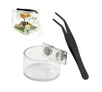 Plato De Alimentación para Arañas Saltarinas - Dispensador de Agua y Comida para Terrarios,Incluye Pinzas y Decoración para Terrario - para Mantis Ermitaño Lagarto Serpiente y Terrarios para Reptiles