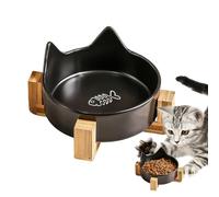 Plato de alimentación para mascotas, cuencos para gatos, plato de agua para mascotas, bonitos platos para gatitos con orejas de gato, plato de comida y agua, soporte de madera, mejora la hora de comer