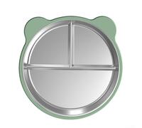 Plato de almuerzo dividido, 23,5 x 23,5 x 3,15 cm, acero inoxidable y silicona de grado alimenticio, base de succión fuerte, apto para lavavajillas, para niños pequeños y niños (verde profundo)