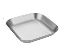 Plato de aperitivo cuadrado de acero inoxidable con asas, bandeja profunda para patatas fritas, barbacoa, cocina, plata, 18 cm