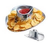 Plato de aperitivos con forma de sombrero de vaquero, plato creativo de sombrero de vaquero, plato de división con diseño de sombrero, patatas fritas y cuenco de inmersión, bandejas de metal