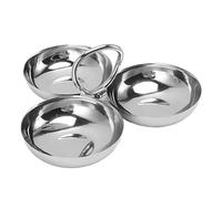 Plato de Aperitivos de Acero Inoxidable 3 en 1, Bandeja para Servir Dividida, Bandeja Reutilizable para Frutas y Verduras, Plato para Servir para Picnic, Fiesta y Viajes (Tipo 2)