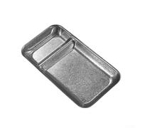 Plato de aperitivos de acero inoxidable con sección de salsa integrada y patrón de concha vintage para servir patatas fritas aperitivos y aperitivos (D)