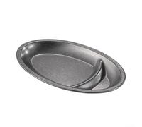 Plato de aperitivos dividido de acero inoxidable retro, plato ovalado con múltiples compartimentos para patatas fritas, pollo, barbacoa, uso doméstico comercial, gris (A)