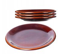Plato de arcilla KADAX con capa cerámica, plato de comedor, plano, 24 cm, 4 p...