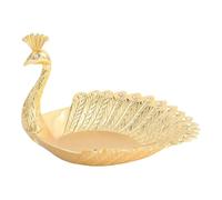 Plato de baratija con forma de pavo real dorado, bandeja for servir postres, dulces, nueces, plato de fruta Para Llaves, Anillos