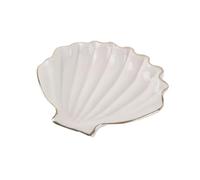 Plato de baratija de concha blanca, plato decorativo de cerámica delicado, bonito organizador, soporte de anillo de cerámica for oficina Para Llaves, Anillos(White B)