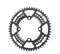 Plato de bicicleta 44 52T compatible con bielas de 8, 9, 10, 11 velocidades, aleación de aluminio 104BCD, diseño de agujero de clavo sin ranuras, fácil instalación, negro, múltiples tamaños 44T a 52T