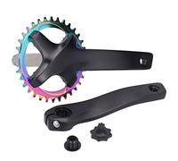 Plato de bicicleta de montaña de 34 dientes, biela de una sola velocidad para lado izquierdo y derecho sin pedalier, plato ligero de aleación de aluminio con BCD de 104 mm para la (Negra)