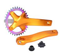Plato de bicicleta de montaña de 34 dientes, biela de una sola velocidad para lado izquierdo y derecho sin pedalier, plato ligero de aleación de aluminio con BCD de 104 mm para la (Oro)