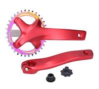 Plato de bicicleta de montaña de 34 dientes, biela de una sola velocidad para lado izquierdo y derecho sin pedalier, plato ligero de aleación de aluminio con BCD de 104 mm para la (Roja)