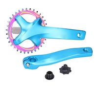 Plato de bielas izquierda y derecha para bicicleta de montaña, plato de una velocidad de 34 dientes sin pedalier, juego de bielas ligero de aleación de aluminio con BCD de 104 mm (Azul)