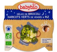 Plato de Buenas Noches Babybio Arroz Brócoli y Judías Verdes del Valle del Loira 230g