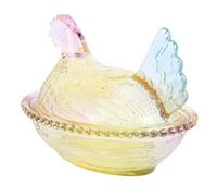 Plato de Caramelo con Forma de Pollo Vintage con Tapa, Cuenco Multiusos para Aperitivos, para Regalos, Cristal, 1 Unidad (M)