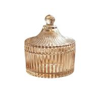 Plato de Caramelo de Cristal 300ml Con Tapa - Tazón Decorativo Cubierto - Tarro de Boticario y Dulces de Boda - Contenedor Ámbar en Forma de Tienda de Alimentos para Buffet