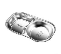 Plato de cena dividido de acero inoxidable 316L, 2 secciones de platos profundos compartimentos para ensalada de frutas, ergonómica para adultos, niños, picky eaters picnic, 22,2 x 12,6 x 3,4 cm (B)