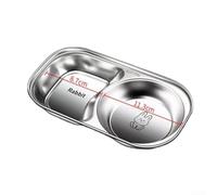 Plato de cena dividido de acero inoxidable 316L para niños con diseño de conejo, bandeja de alimentos con compartimento profundo para evitar mezclas, apto para lavavajillas (conejo redondo)