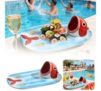 Plato de cerámica azul, plato de sushi de tiburón, juego de vajilla pintado a mano, ensalada de cerámica -Sushi, presentación de mesa artística única, colección de placas inspirada japonesa, para