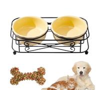 Plato de cerámica para gatos con soporte - Juego de cuencos elevados para perros, Suministros de alimentación para mascotas | para perros pequeños y cachorros, gatitos e interés