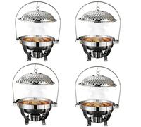 Plato de cocina para bufé, bandeja redonda de acero inoxidable para fiestas, eventos, calentador de alimentos y juego de servidor con tapa