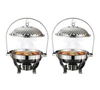 Plato de cocina para bufé, bandeja redonda de acero inoxidable para fiestas, eventos, calentador de alimentos y juego de servidor con tapa